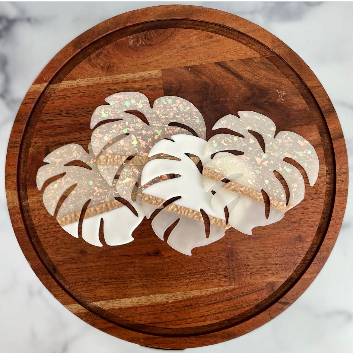 Opal Monstera Coaster Set