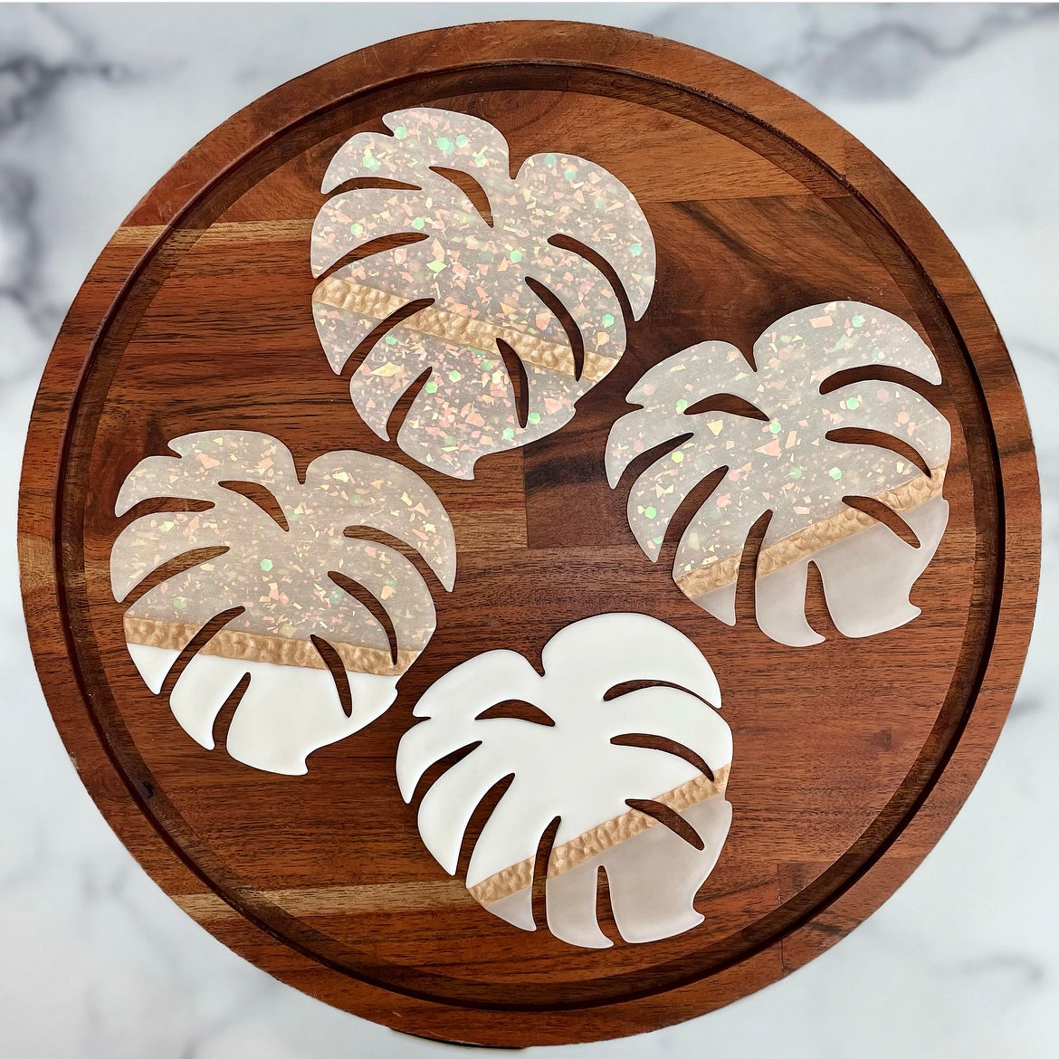 Opal Monstera Coaster Set