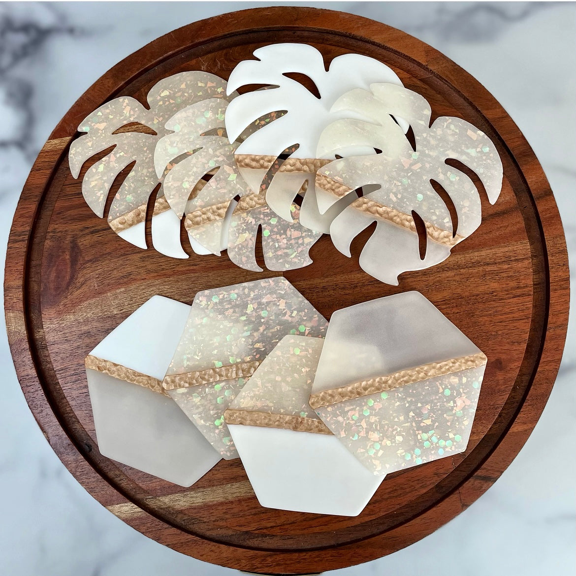 Opal Monstera Coaster Set