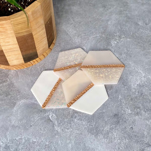 Hexagon Faux Opal Coaster Set