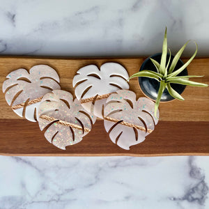 Opal Monstera Coaster Set